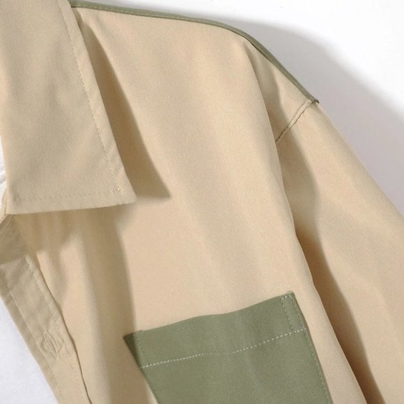 Tan And Green Mens Shirt And Pants Set - Picture 6 of 7